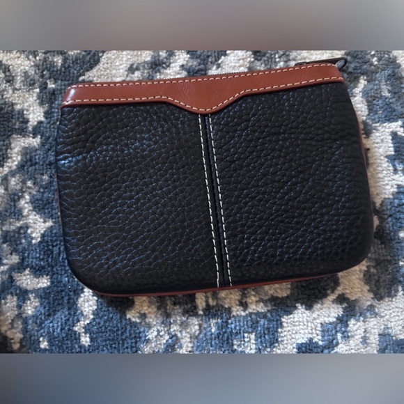 Dooney & Bourke Leather Satchel and Coin Purse Black Brown Trim Gold Hardware - Picture 3 of 11